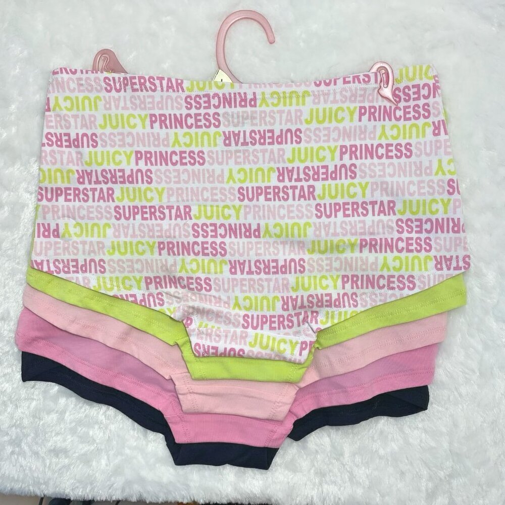 Juicy Couture Black, Pink, Green Hipster Cotton Panty 5 Piece Set Size L NWT - Picture 4 of 10